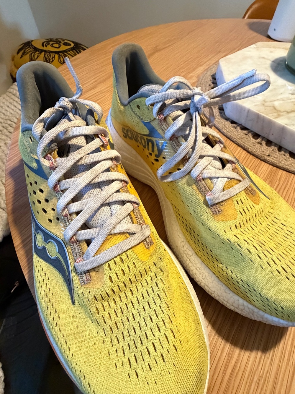 Saucony Yellow and White Running Shoes - Picture 4 of 5